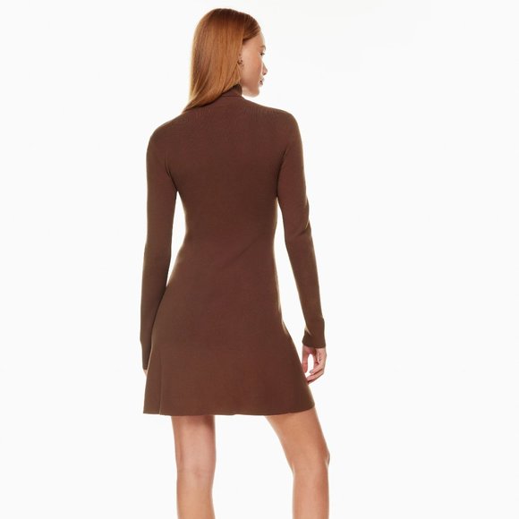 Aritzia Sunday Best Deeley Brown Cognac Spacey Knit Turtleneck Mini Dress M - Picture 9 of 9